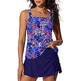 Summer Mae Women's Tankini Swimsuits with Skirt Two Piece Tummy Control Bathing Suits Printed Swimdress Swimwear 2026