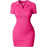 OQQ Women's Mini Dresses Sexy Ribbed Short Sleeve Tummy Control Bodycon Mini Dress