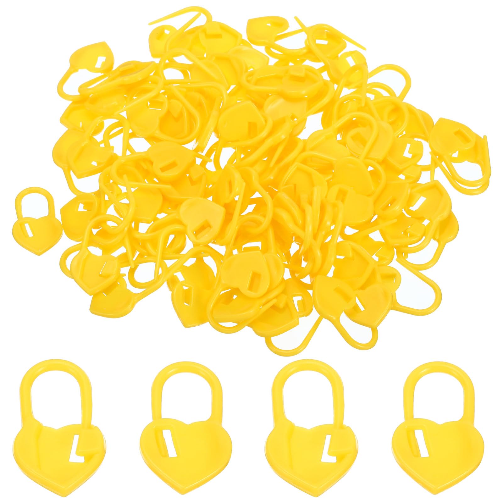 PATIKIL Crochet Stitch Markers, 100 Pack Plastic Knitting Markers Needle Pin Heart Locking Stitch Marker for Sewing Crocheting DIY Craft, Yellow