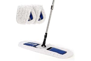 CLEANHOME 24" Heavy-Duty Commercial Dust Mop for Hardwood Floors & Large Areas - with 2 Microfiber Pads, Reinforced Telescoping Handle for Stable Cleaning in Homes, Garages & Commercial Spaces
