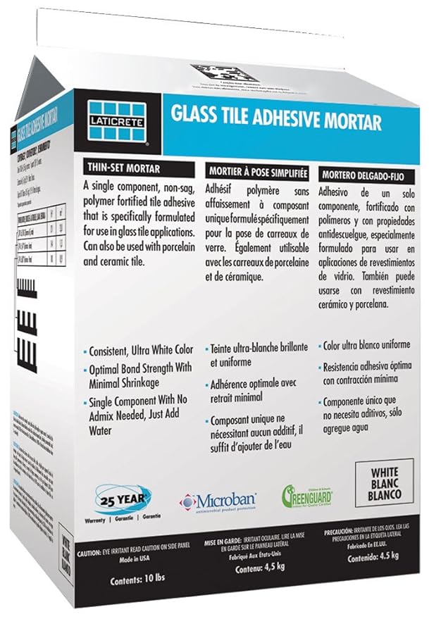 LATICRETE GLASS TILE ADHESIVE MORTAR 25LB WHITE