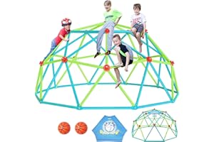 Zupapa 10FT Climbing Dome, Outdoor Jungle Gym for Kids with Climbing Grip - Geometric Dome Climber Supports 1000LBS Outdoor Playset and Easy Assembly Outdoor Play Equipment for Kids (Green, 10FT)