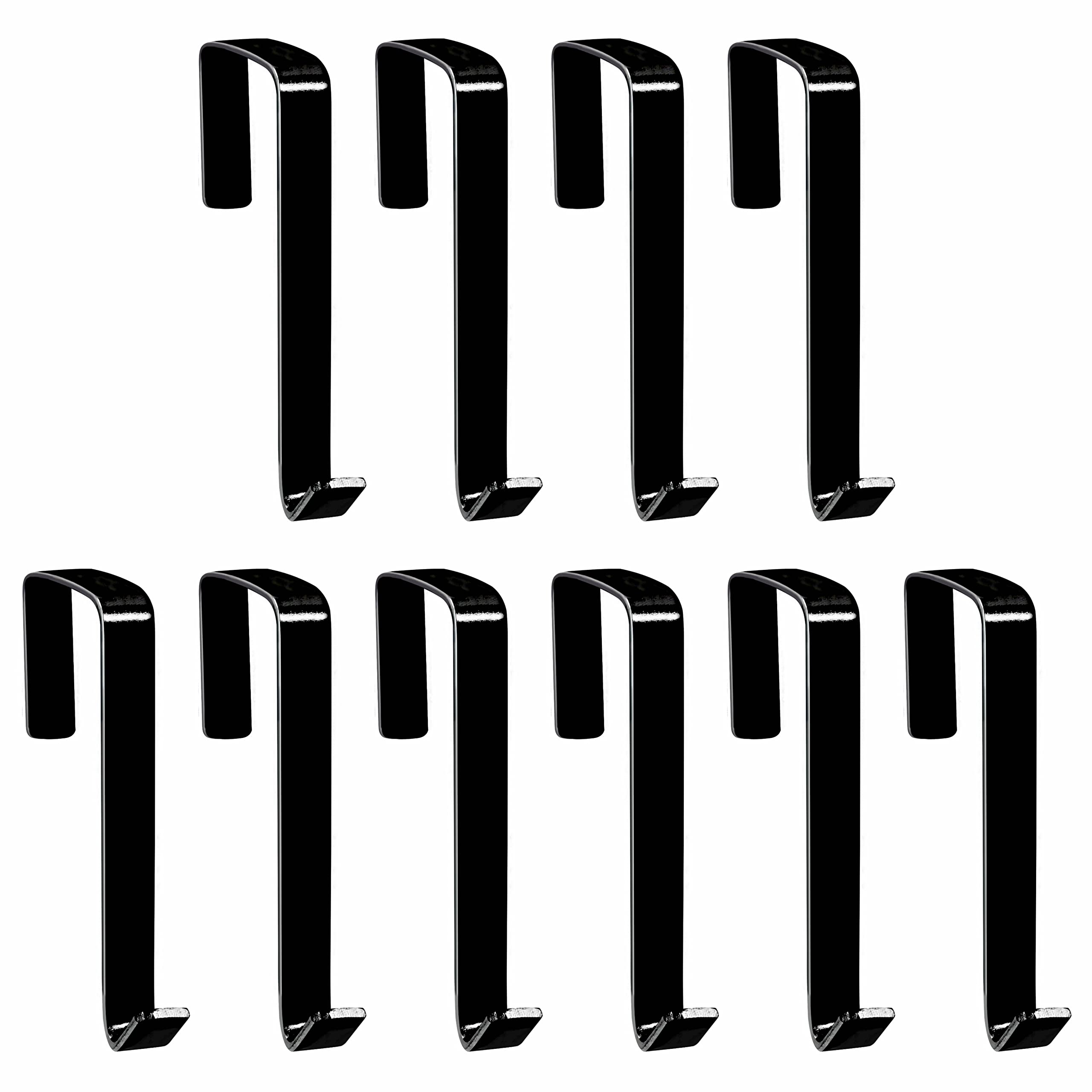Photo 1 of 10 Pack Over The Door Hook, Sturdy Over Door Z-shaped Metal Hanger Heavy Duty Metal Hook Upgraded for Hanging, Towels, Clothes, Bags, Cubicle, Bathroom Use Fits 1 3/4 Inch Thick Doors (Black)