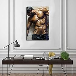 HMLZSJ Nude Muscle Male Torso Portrait Art Gay