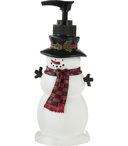 Distributeur De Savon En Forme De Bonhomme De Neige – Résine – 16 Cm De Haut – Pour Salle De Bain, Cuisine, Décoration De Noël