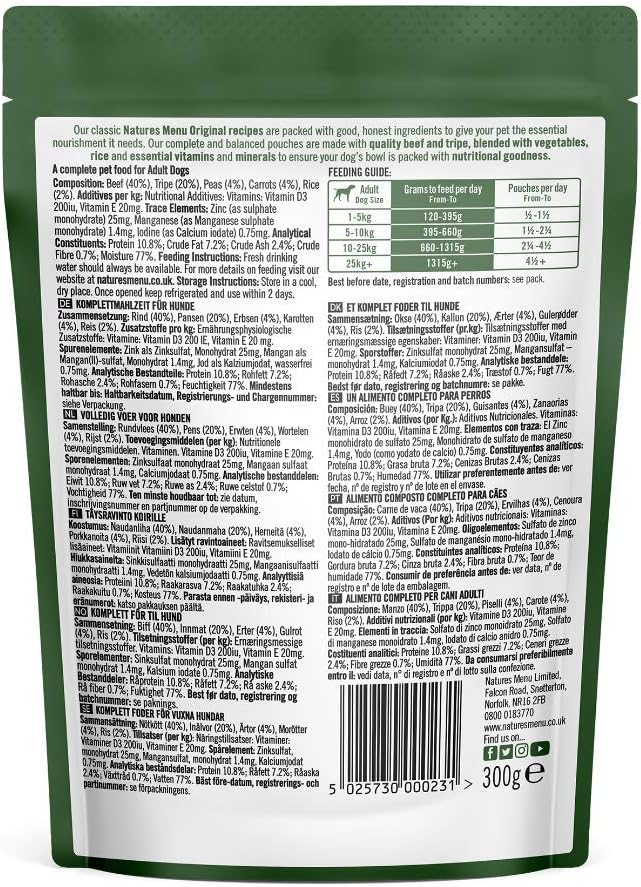Natures Menu Dog Food Pouch Beef with Tripe (8 x 300g), 300 g (Pack of 8) - Image 3
