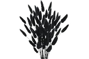 Uieke 17’’ Natural Bunny Tails Dried Flowers, 50 Pcs Dried Lagurus Ovatus, Dried Black Pampas Grass Decor for Farmhouse Flower Arrangements Wedding Home Craft Boho Party Decorations