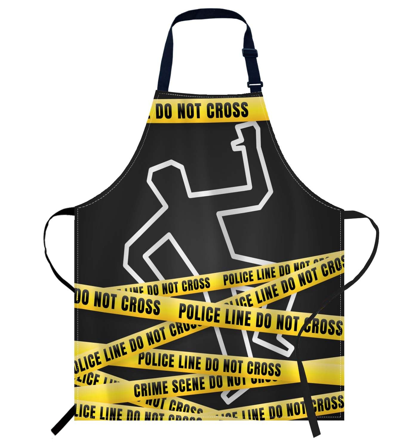Smooffly Police Scene Apron,Adjustable Neck Bib Apron for Men Women,Suitable for Kitchen Cooking Waitress Chef Apron