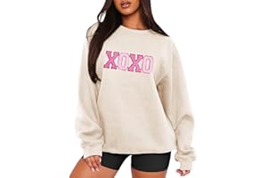 MAPICK Valentine Sweatshirts for Women Funny Letter Printed Chenille Patch Pullover Sweaters Long Sleeve Oversized Tops