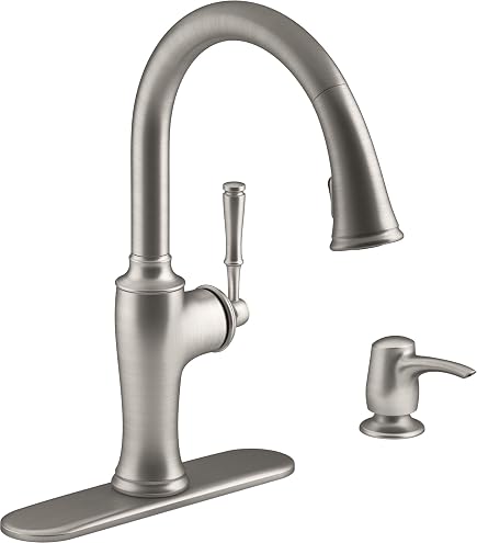 Kohler Wellspring Wasserhahn – Traditioneller Stil, Poliertes Vibrant Nickel, 224 Mm Auslaufhöhe, 360° Drehbar