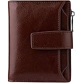Bveyzi Women's Small Leather RFID Blocking Bifold Zipper Pocket Wallet Ladies Credit Card Slots Purse with id Window