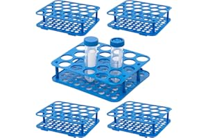 CryoKing 5PCS 25-Well Centrifuge Tube Rack for 50ml Vials, Plastic, Detachable Stand,Blue, Individual Package, φ1.02inch Pore Diameter