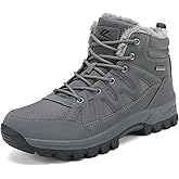 FLARUT Mens Snow Boots Insulated Fur Liner Winter Warm Hiking Shoes Walking Sneaker