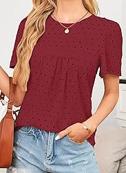 Falechay Red-Black Dots Tops for Women Cute