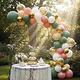 Isndare Sage Green Dusty Pink Balloons 35pc Confetti 12in Party Set view 4