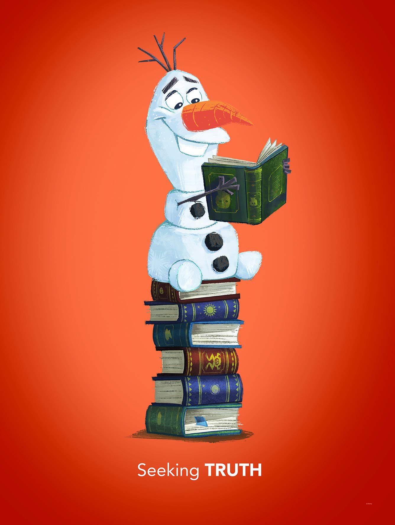 Komar Disney Frozen Olaf Reading Wall Picture for Nursery, Baby Room, Decoration Art Print Without Frame Available in 3 Sizes, Colourful, WB068-30x40