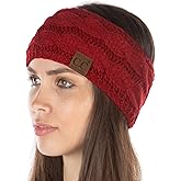 Funky Junque Women’s Fleece-Lined Knit Headband – Confetti Ear Warmer for Winter, Cozy Sherpa Interior, Soft Stretch Fit - Red