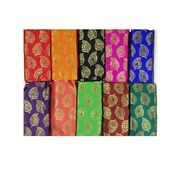 Women's Banarasi 1 Meter Unstitched Blouse Piece (Multicolour, Free Size) - Pack of 5