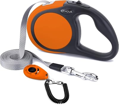 cfmour Retractable Dog Lead 5m 50kg Orange Heavy-Duty Extendable Leash