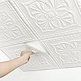 Ceiling Tiles, Ceiling Tiles Peel and Stick Foam, 32 Pcs, Covered 42 Sq.Ft, 3D Wall Panels Peel and Stick, Easy to Install and Cut for Ceil and Interior Wall Decor, Plain White（13.8 x 13.8 inch）