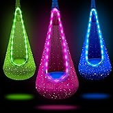 Light Up Kids Pod Swing Seat, Kids Hanging Hammock Swing Chair with LED Lights & Inflatable Pillow, Sensory Swing Pod Swing for Kids Indoor and Outdoor (Pink)