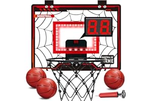 Basketball Hoop Indoor, Mini Basketball Hoop for Boys and Adults with Cool LED Lights Boy Gifts Basketball Toys Gifts Room Ac