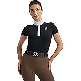 FitsT4 Sports Womens Short Sleeve Equestrian Show Shirts UPF50 Horse Riding Performance Shirt Rider Top
