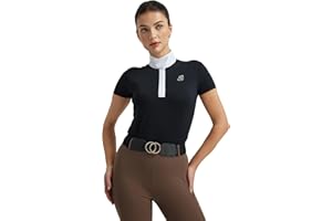 FitsT4 Sports Womens Short Sleeve Equestrian Show Shirts UPF50 Horse Riding Performance Shirt Rider Top