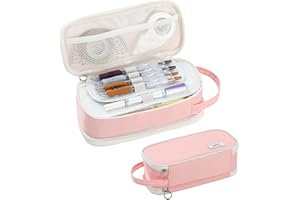 Tergopa Pencil Case Large Zipper Pencil Pouch for Girls Kids Teens Adults Aesthetic Pencil Bag Stationery Organizer Pencil Case with Handle for School Pink