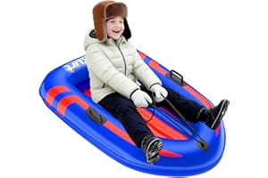 Raxurt Inflatable Snow Sled, Heavy Duty Snow Tube with Sturdy Handles for Kids and Adults, Extra Durable 0.7 mm PVC Snow Sleds, Sledding Winter Outdoor Fun Toys for Children Boys Girls