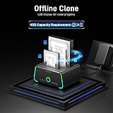 FIDECO USB 3.0 Docking Station 2.5/3.5 SATA HDD SSD RGB Lights Offline Clone view 4