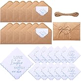 SmoothNovelty 12 Set 12 Inch Wedding Handkerchiefs with Kraft Paper Envelopes Bride Embroidered Handkerchiefs Gifts Something Blue for Guests Cotton Hankies Gifts for Wedding Party Decoration