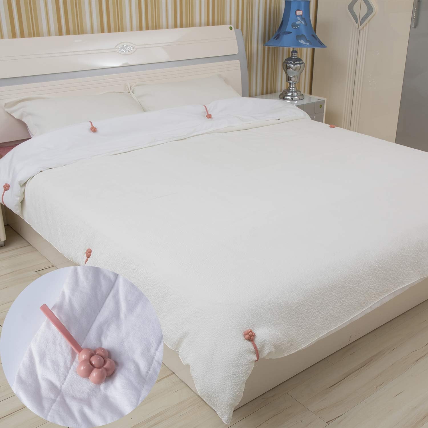 NSKER Duvet Clips - Much durable safter than the Traditional Bedding Pins - Could be used as Duvet Donuts duvet fasteners Comforter Pins Curtains Pins or to secure sofa covers (One bed need 8 sets)