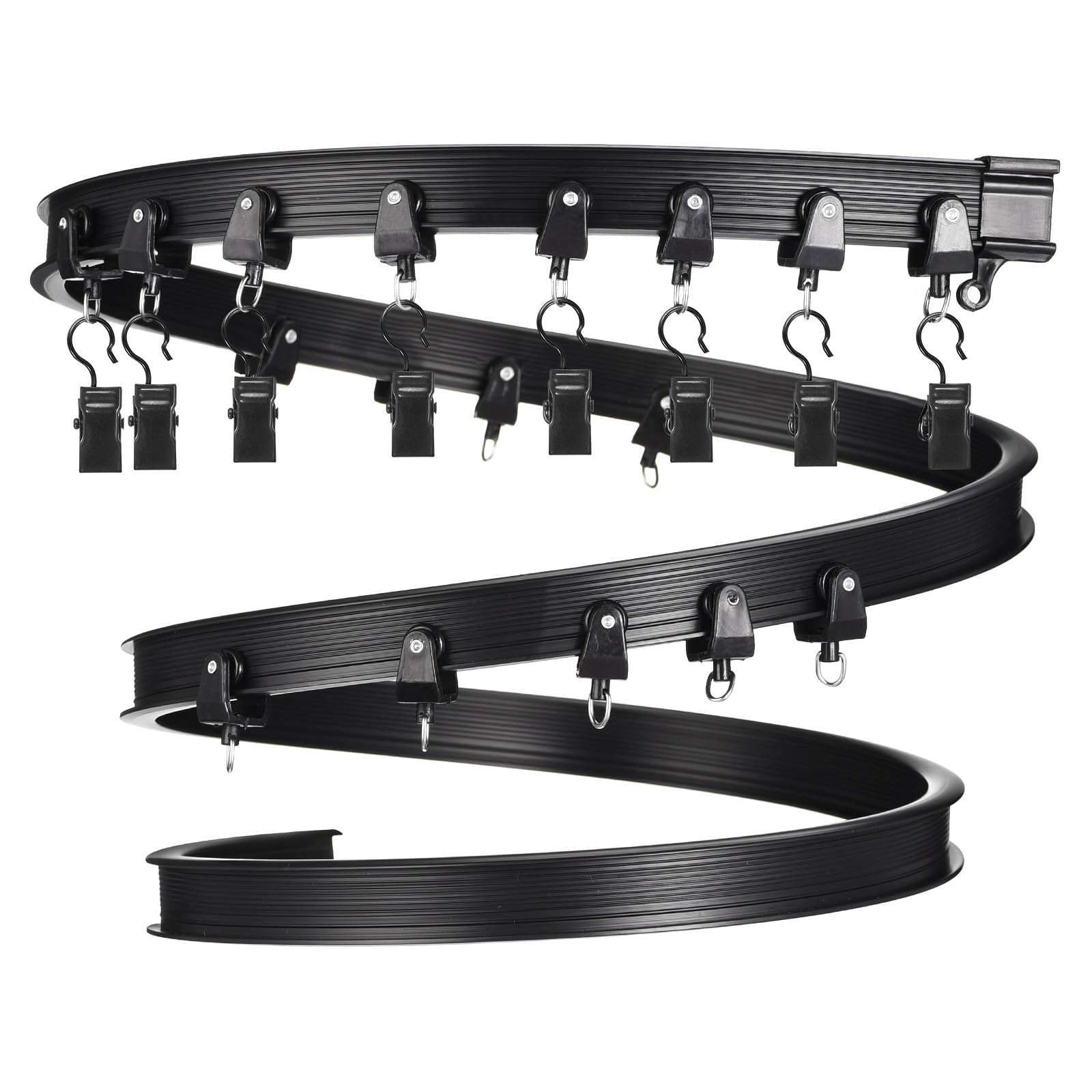 uxcell 13 Ft Flexible Curved Ceiling Curtain Track Set, Curtain Rail Ceiling Wall Mount for Curtain Rail Bunk Bed Bay Window Room Divider, Black — image 1