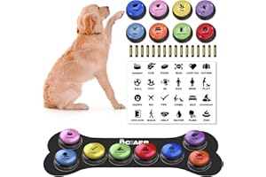 DCIAER Dog Buttons for Communication,Talking Buttons for Dogs,8 Recordable Sound Buttons + 24 Scene Patterns + 1 Dog Button Mat+ 16 AAA Batteries，30 Seconds Dog Buttons for Pet Sound Training Toy