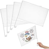 DECHOUS 4Pcs Sublimation Car Flags for Windows: Blank White Flag with Pole for Car Window - 18x17 Inch - DIY For Sublimation Patriotic Outdoor Garden Festival Personalized
