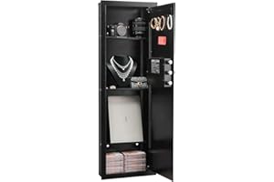 VEVOR Wall Safe, 4-Tier Hidden Wall Mounted Gun Safe with Password & Key, Q235 Cold-Rolled Steel In-Wall Box with LED Lightin