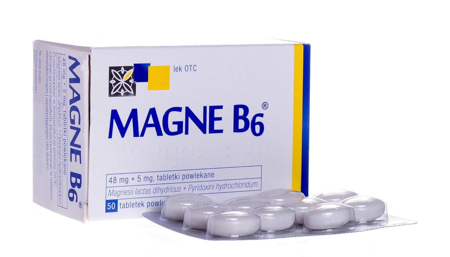 Amazon.com: 2 x MAGNE B6-50 tablets - Magnesium 48mg + Vit B6 5mg - TOTAL 100 Tabs: Health & Personal Care