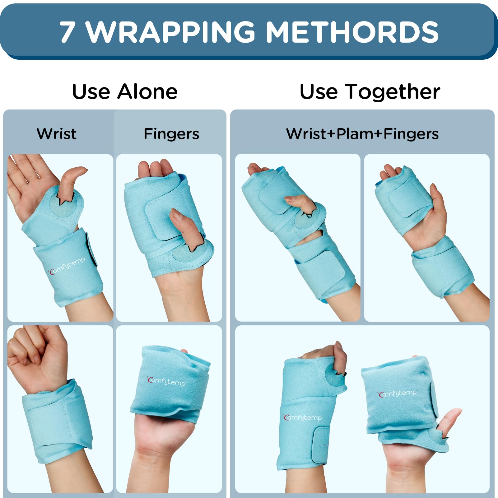 Comfytemp Wrist Ice Pack Wrap for Carpal Tunnel Relief, 2 Packs, FSA Eligible, Gel Ice Packs for Injuries Reusable for Wrist Hand Pain, Hot Cold Compress Brace, Surgery Recovery Items Gifts Men Women