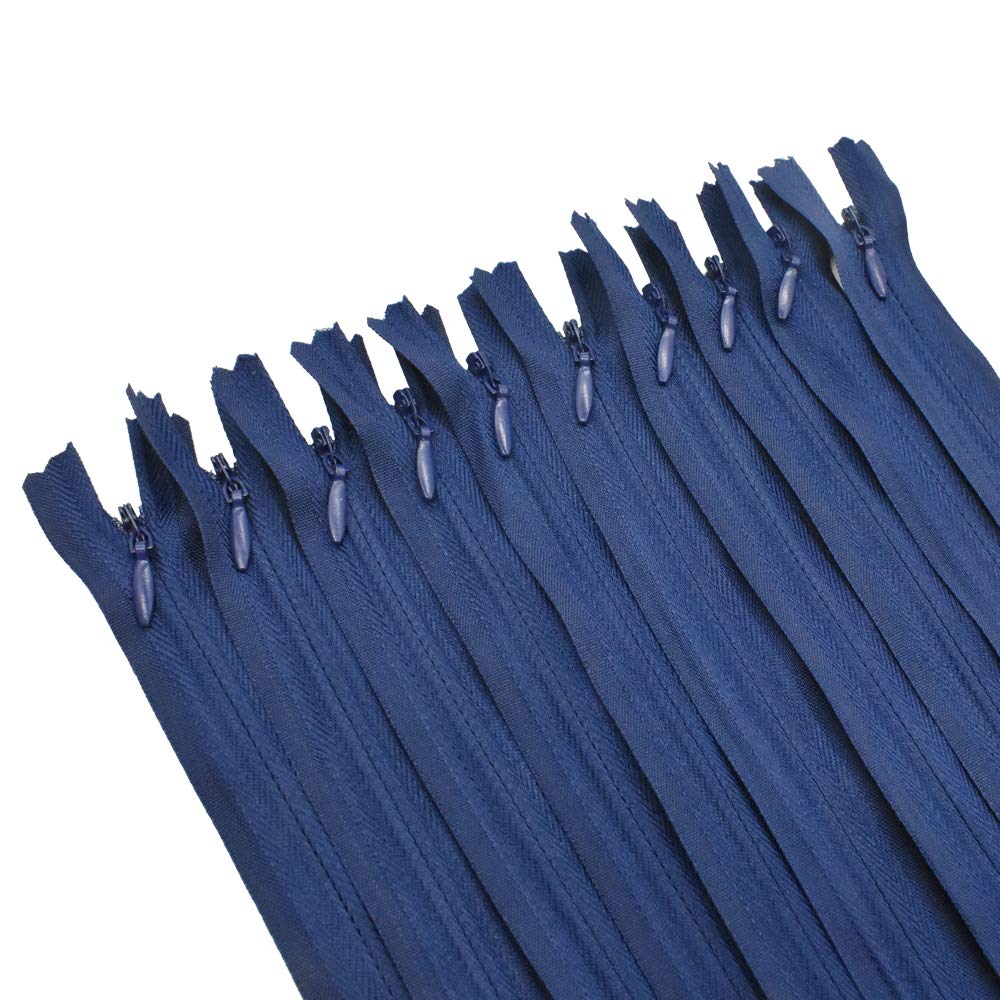 20Inch 40Pcs Invisible Zippers Nylon Coil Zipper for DIY Craft Tailor Sewing Crafts Accessories (Navy)