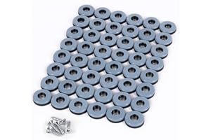 GINOYA Teflon Furniture Sliders, 48pcs 1inch Reusable Furniture Glides with Screws for Carpet Tile Hardwood (Grayish Blue)