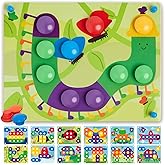 Nene Toys Wooden Color Matching Pegboard Puzzle for Toddlers Ages 2+ | Montessori Button Art Game With Wooden Pegs &amp; Pattern Cards for Color Recognition, Fine Motor Skills &amp; Hands-On Learning