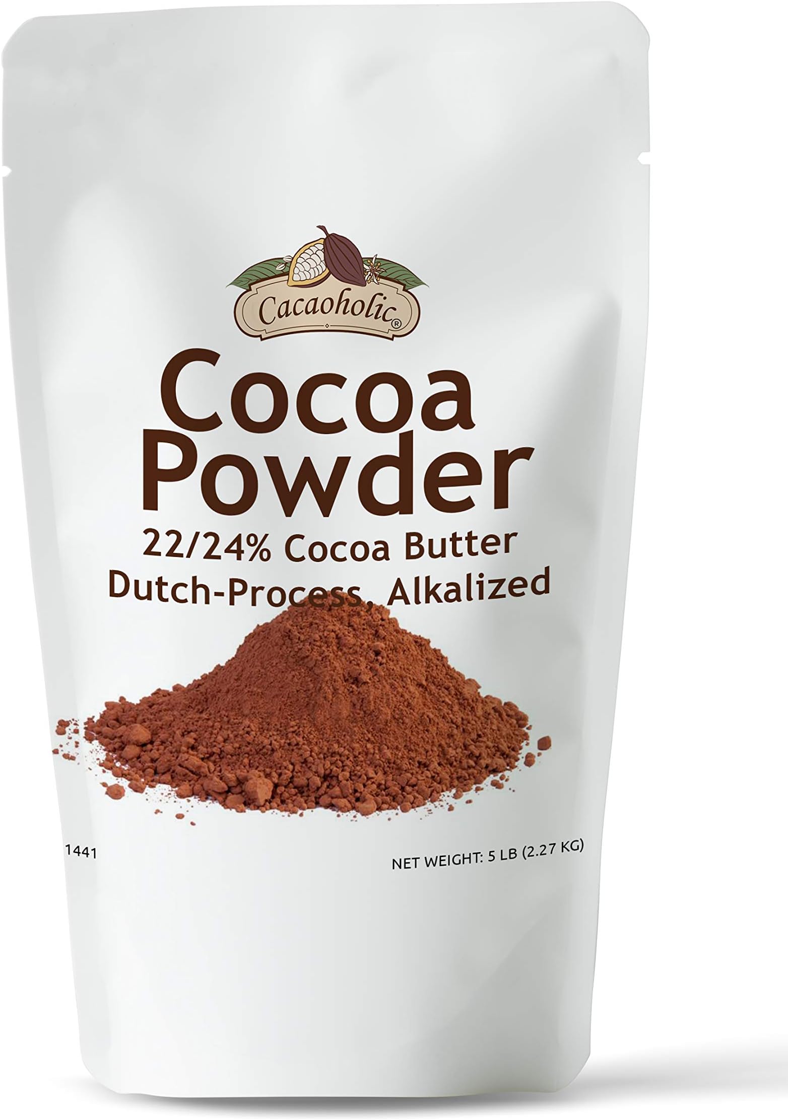 Cocoläat Dutch-Process Cocoa Powder | 22/24% Cocoa Butter | Resealable Stand Up Pouch | 5 lb
