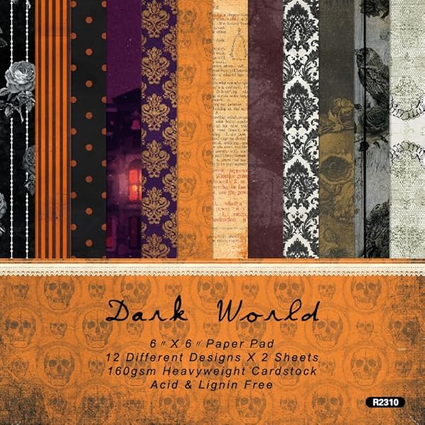 12x12 Double Sided Patterned Paper Konsait 12x12 Halloween Scrapbook Paper - 24 Sheets, 12 Double Sided Scary Patterns, 160gsm Cardstock For Crafts Card Making Supplies - View #4