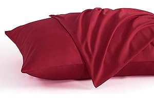 KJ LINEN Toddler Travel Pillow Cases Set of 2, 600 Thread Count 100% Egyptian Cotton Pillow Covers for Boys and Girls with Envelope Closure, 12" x 16" (Burgundy)