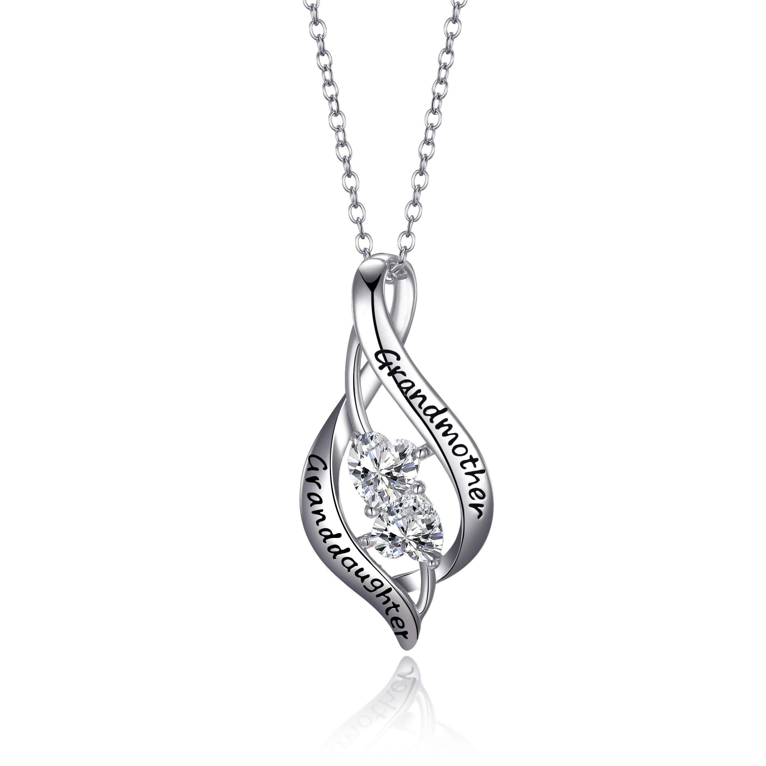 RYANDYPE Christmas Gifts for Nana/Grandma/Daughter Sterling Silver Heart Pendant Necklace for Women, Silver, Silver, Silver