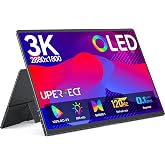 UPERFECT OLED Portable Monitor, 14" 3K 120Hz 0.1ms Portable Gaming Monitor | 2880x1800 | 500 Nits | 120% DCI-P3 | 500000:1 Contrast | Ultra-Slim Design for Laptop Mini PC Phone Game Consoles