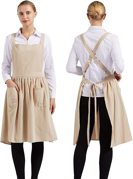 Amazon Nanxson エプロン フリル ワンピース シンプル 喫茶店 カフェー 前掛け 雑貨屋 おしゃれ 女性用 スカート コットンリネン 綿麻 花屋 北欧 無地 ロングエプロン おしゃれ プリーツcf3046 リネン エプロン オンライン通販