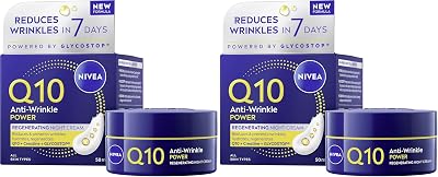 NIVEA Q10 Anti Wrinkle Night Cream 50ml Pack of 2 Skin Identical Q10 Creatine