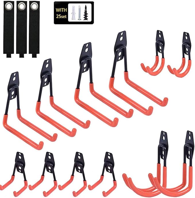LUOFUR 15 Pack Double Heavy Duty Garage Storage Hooks Wall